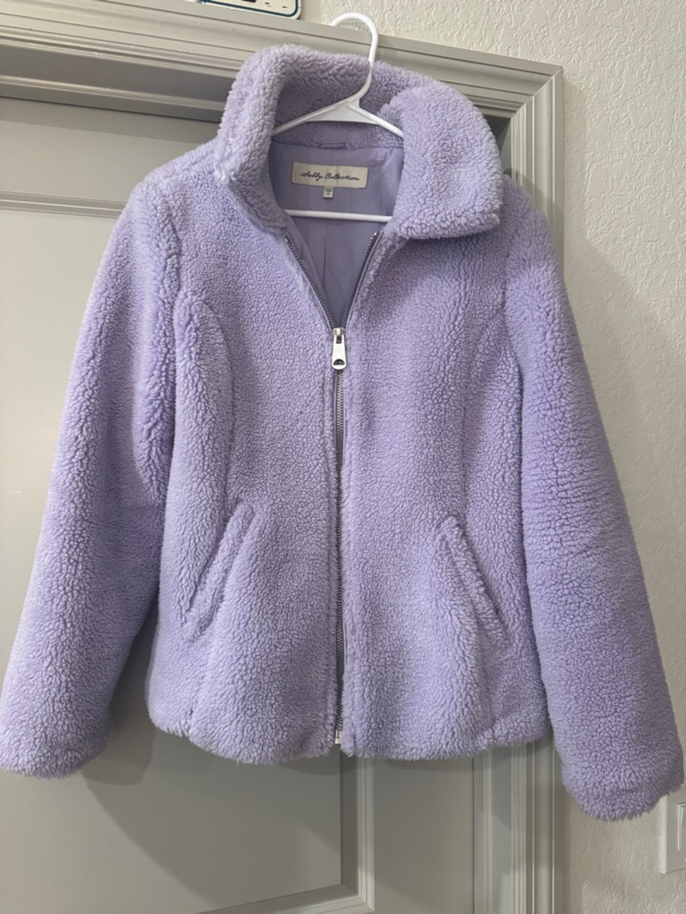 Lavender Sherpa Teddy Zip Jacket